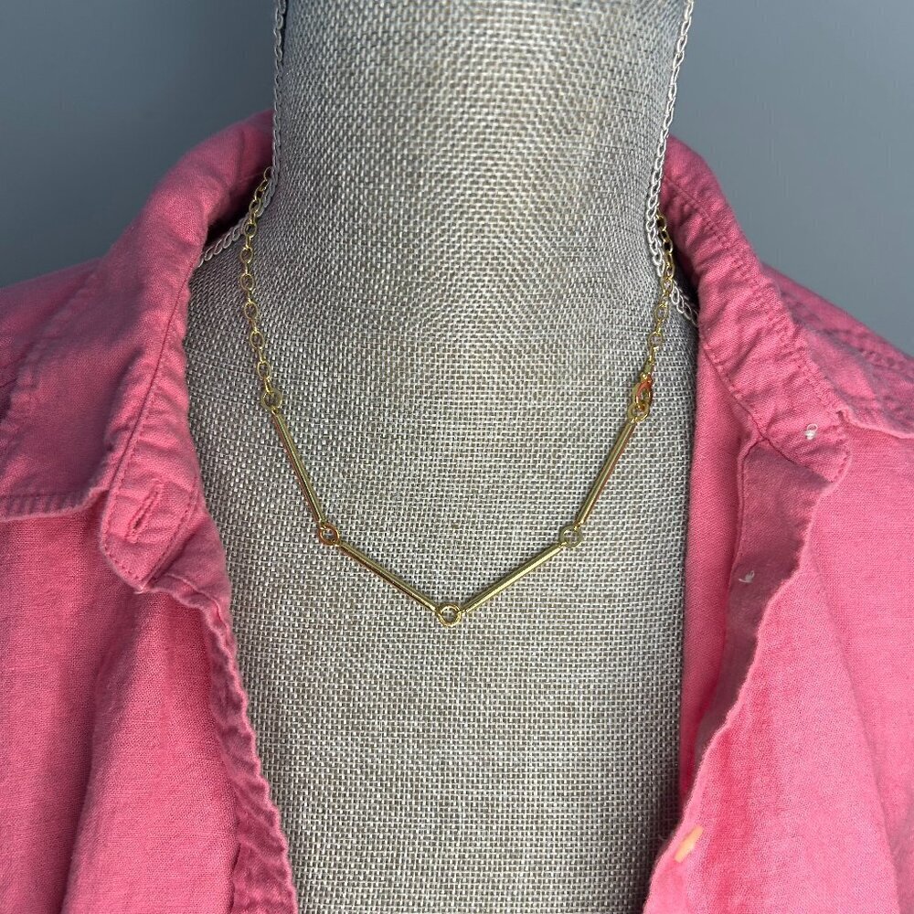 Gorjana 18k Gold Plated Parker Bar Chain Necklace Gold Tone NWOT